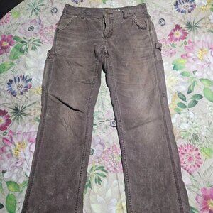 CARHARTT WOMENS SIZE 2 SHORT CARPENTER JEANS BROWN 30 X 28